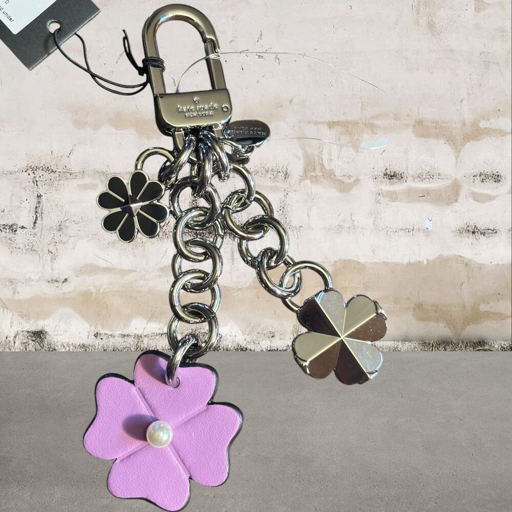 Kate Spade $48 Flower Dangle Bag Charm in Wisteria NWT - Picture 5 of 5
